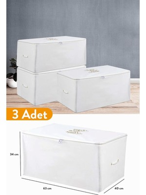Daisy Home 3 Adet - Orta Boy Beyaz Hurç 63 x 40 x 34 cm