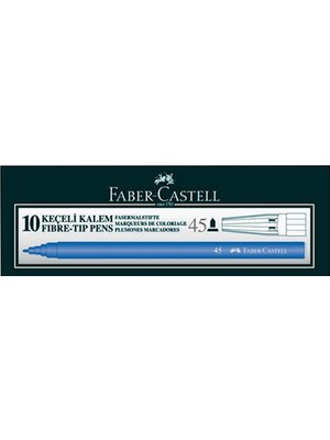 Faber-Castell 45 Mavi Renkli Keçeli Kalem 10'Lu İnce Uçlu Su Bazlı Mürekkep