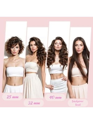 Daisy Home Nave 4 In 1 Saç Maşası Seti, Seramik Kaplama, Otomatik Kapanma, 3 Sıcaklık Seviyesi, 360° Dönen Kablo, Pembe