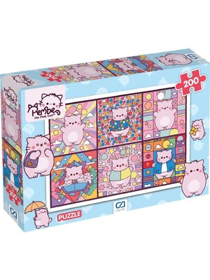 Daisy Home Pembe - The Pink Cat - Kolaj Temalı Lisanslı 200 Parça 33X48CM Çocuk Puzzle Yapboz Serisi
