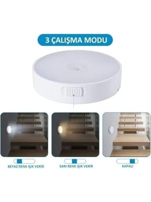 Daisy Home L02 2 Renkli USB Şarjlı Mıknatıslı Hareket Sensörlü Gece Lambası, Koridor, Dolap Içi Aydınlatma Lambası