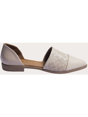 Bueno Shoes Kadın Düz Babet Deri Gri Konforlu Tasarım Düz Taban ile Gün Boyu Rahatlık