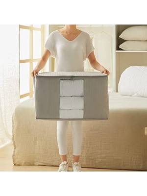 Daisy Home 2'li Pvc Pencereli Gri Renk Kapitone Hurç Set 1 Adet 45 x 30 x 50/1 Adet 60 x 43 x 35 cm
