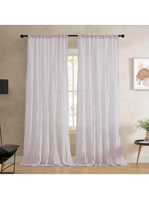 Daisy Home French Connection - Kiralık Ezilmiş, Pencere Perdesi, 2 Panelli Set, Yarı Şeffaf, Modern Ev Dekoru, Oturma Odası, Yemek Odası, Yatak Odası, Yurt Için Perdeler, Ölçüler 127 cm x 160 Cm, Krem Beyaz