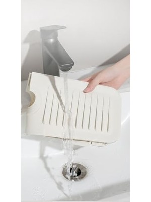 Daisy Home Krem Elastik Musluk Matı Su Tutucu Düzenleyici Kaydırmaz Taban Organizer Mutfak Banyo Lavabo