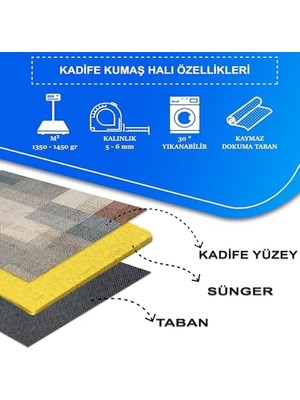 Daisy Home Dizayn Apelia Desenli Pamuk Tabanlı Yıkanabilen Kaydırmaz Antibakteriyel Salon Halısı 80X300