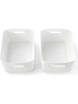 Daisy Home Buzdolabı Düzenleyici Sepet 2’li Set Beyaz Plastik Dolap Içi Organizer Mutfak Raf Düzenleyici