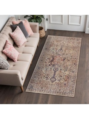 Daisy Home Vanessa Kadife Kaymaz Pamuk Tabanlı Yıkanabilir Antibakteriyel Salon Halısı 100X150