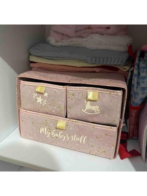 Daisy Home Katlanabilir 3 Çekmeceli Bebek Eşya Düzenleyici Kıyafet Organizeri Baby Bölmeli Kumaş Bebek Odası Toparlayıcı