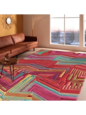 Daisy Home Dizayn Aubrees Desenli Kadife Pamuk Tabanlı Yıkanabilen Kaydırmaz Antibakteriyel Salon Halısı 80X200