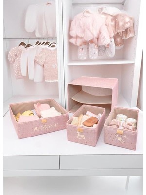 Daisy Home Anne Bebek 3'lü Çekmece Düzenleyici, Bebek Odası Düzenleyici, Pembe Renk