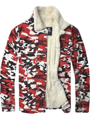 Alaska The Last Frontier R.lion Çocuk Kürklü Kot Mont Premium Denim Kırmızı Kamufulaj