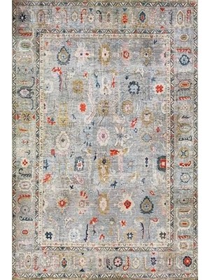 Daisy Home Beleni Desenli Şönil Pamuk Tabanlı Yıkanabilir Kaymaz Antibakteriyel Salon Halısı 160X230
