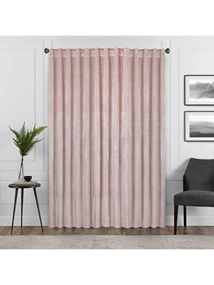 Daisy Home Harper Kadife Çubuk Cep Perdeleri Yatak Odası Için, Tek Panel, 127 cm x 213 Cm, Allık