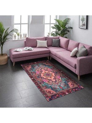 Daisy Home Empar Şönil Kaymaz Doğal Pamuk Tabanlı Yıkanabilir Antibakteriyel Çevre Dostu Salon Halısı 140X200