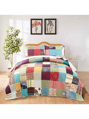 Daisy Home Renee Upcycle Benzersiz Kalan Kumaş Pamuk Astarlı Yorgan Seti, 3 Parça Tam/kraliçe