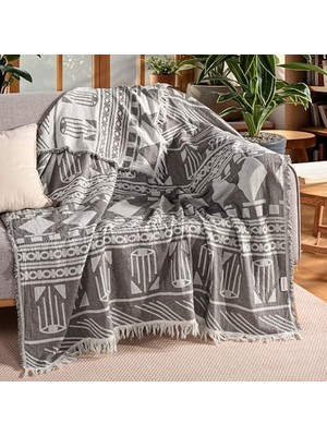 Daisy Home Lüks 100% Pamuk Koltuk Şalı Tv Battaniyesi, Geniş 130X170 cm Yüksek Kaliteli Dekoratif Koltuk Atma Şal Battaniyeleri, Gri