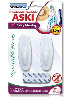 Daisy Home 53.01.080 2'li Iz Bırakmaz Büyük Oval Askı, Beyaz