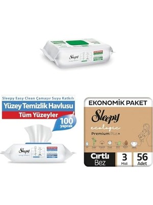Teknocan Beyaz Sabun Katkılı (2x) + Çamaşır Suyu Katkılı (2x) + Ecologic Ekonomik Paket Bebek Bezi 3 Numara