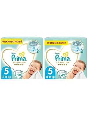 Teknocan Bebek Bezi Premium Care 5 Beden 108 Adet Junior Aylık Fırsat Paketi & Bebek Bezi Premium Care 5 Beden 42 Adet Junior Paket