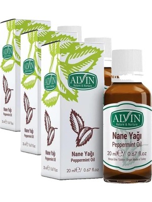 Teknocan Alvin Nane Yağı Peppermint Oil, Doğal, 20 ml (3 Paketi)
