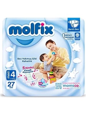 Teknocan Molfix Bebek Bezi 3D Maxi 4 Beden Ikiz 27 Adet, Çok Renkli