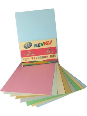 Teknocan Lüx Hamurundan Boyalı Renkli 50'li Fotokopi Kağıdı/fon Kartonu/baskı Kağıdı 160 Gr. (50 Adet) 129914531001
