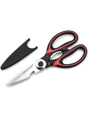 Teknocan Kırmızı Ağır Hizmet Tipi Keskin Mutfak Makası, Çok Amaçlı Paslanmaz Çelik, Tavuk, Balık, Et, Sebzeler, Otlar, Barbekü, Çiçekler, Kuruyemişler Için Mutfak Makası