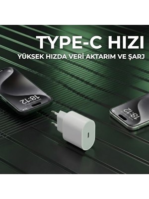 Teknocan Nodar 20W Usb-C Pd Hızlı Şarj Adaptörü | ve Uyumlu | Type-C Hızlı Şarj Başlığı, Güç Kaynağı | Yüksek Voltaj ve Kısa Devre Korumalı, Beyaz