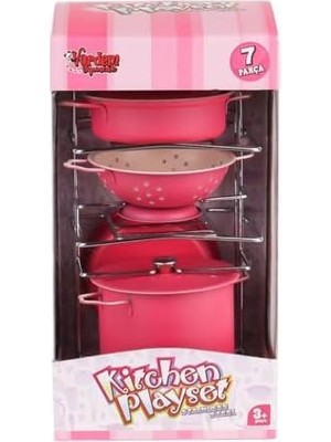 Teknocan ATF-683G-6 Raflı Pembe Tencere Tava Seti 7 Parça -Vardem