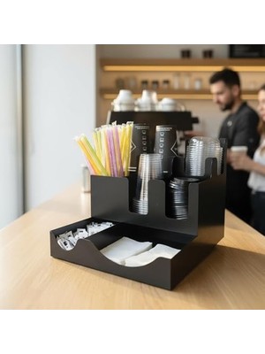 Teknocan 8 Bölmeli Karton Bardak ve Kapak Organizer Standı