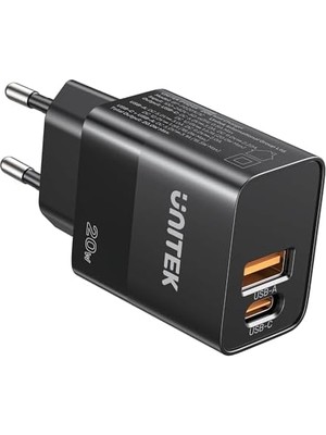 Teknocan Unitek 20W Hızlı Şarj Adaptörü 1*usb-C 1*usb-A (P1124ABK-EU)