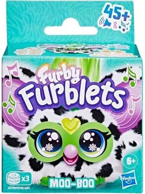 Teknocan Furby Furblets Moo-Boo Mini Friend, Kızlar ve Erkekler Için Elektronik Peluş Oyuncaklar, Inek, Siyah ve Beyaz, Mobilya Konuşuyor ve Müzik Çalar, Seri 5, Okula Dönüş Hediyeleri, 6 Yaş ve Üzeri