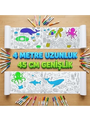 Teknocan Dev Rulo Boyama Kağıdı Okyanus Macerası 4 Metre 45CM Genişlik