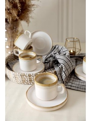 Teknocan Shizen Krem Stackable Çay Takımı 12 Parça 6 Kişilik Q44