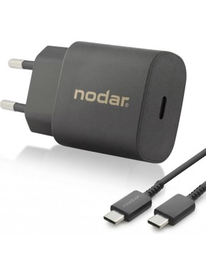 Teknocan Nodar 25W Usb-C Power Delivery (Pd) Hızlı Şarj Seti - Type-C To Type-C Kablolu Adaptör, Mat Siyah