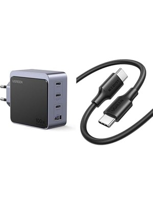 Teknocan Type-C Hızlı Şarj Seti: 100W Gan Adaptör ve 3A Kablo