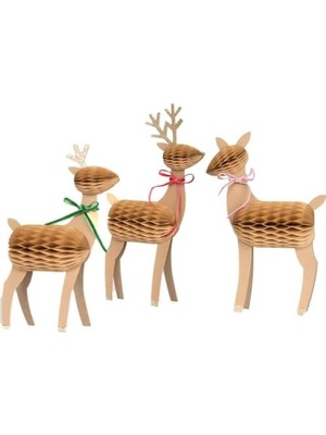 Teknocan - Honeycomb Reindeer - Rengeyiği Ailesi Dekorlar (3'lü)