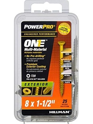 Teknocan Power Pro Premium One Çok Malzemeli Düz Başlı Vidalar, Epoksi Kaplı Çelik, Ahşap, Metal,, Alçıpan ve Plastik, Bronz, # 25 Vida Kutusu