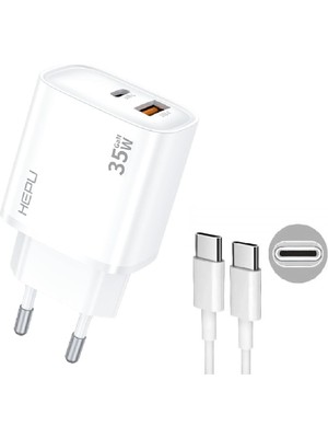 Teknocan HP-C30 35 Watt Gan Şarj Adaptörü 2-Port Charger Hızlı Şarj Adaptörü 100 cm Kablo Dual-Port Charger Qc 3.0