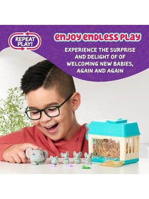 Teknocan Live Pets - Mama Surprise Minis. Feed And Nurture A Lil' Mouse Inside Their Hutch So She Can Be A Mama. She Has 2, 3, Or 4 Babies With Surprise To Dress Up The Babies