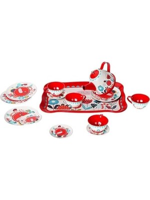 Teknocan ATF-998A-998B 15 Parça Çiçek Desenli Metal Çay Set