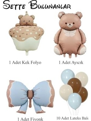 Teknocan Baby Shower Retro Ayıcık Temalı Erkek Bebek Kutlama Seti
