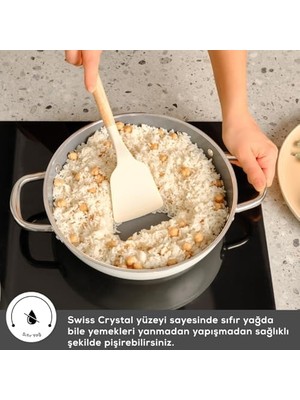 Teknocan x Refika Birgül Crystal Creamy Metal Tava Sahan Set Cream