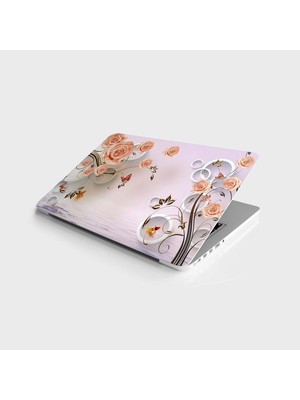 Teknocan Laptop Notebook Pc Kaplama Etiketi Pembe Güller