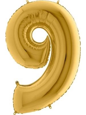 Teknocan 9 Rakamlı 16 Inç Renk Folyo Balon 36 cm (Altın)