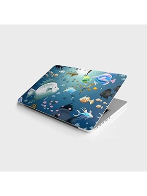 Teknocan Laptop Bilgisayar Notebook Pc Kaplama Etiketi Su Altı Balıklar
