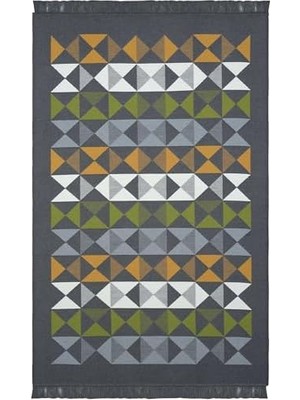 Teknocan Lovely Koyu Gri Kilim Halı Çift Taraflı Makinede Yıkanabilir Mutfak Balkon Banyo Kilimi