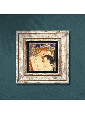 Teknocan Gustav Klimt Anne Çocuk Taş Duvar Tablosu - Çerçeveli Taş Tablo - Dekoratif Duvar Sanatı - Modern Ev ve Ofis Duvar Dekoru T1-26