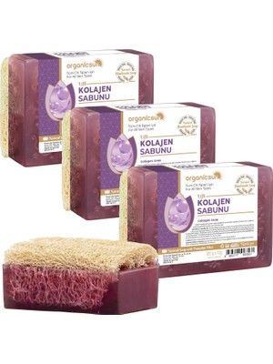 Teknocan Doğal Kabak Lifli Kolajen Collagen Sabunu 120 gr x 3 Adet - Tüm Cilt Tipleri - Anti Aging, Kırışıklık Karşıtı